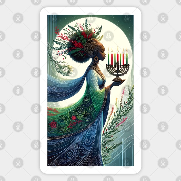 Kwanzaa Beautiful Woman with Kinara Sticker by HolidayBug